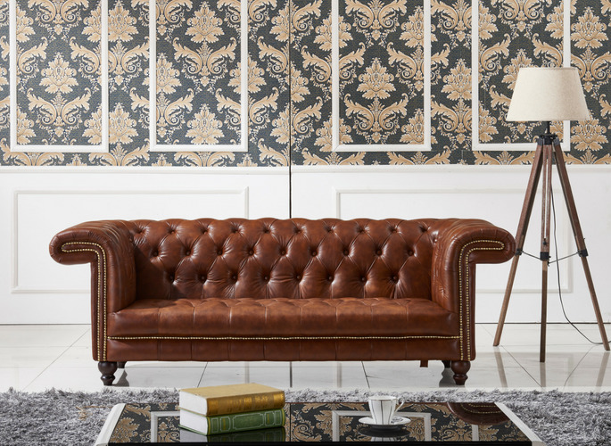 largo leather sofa chestnut brick